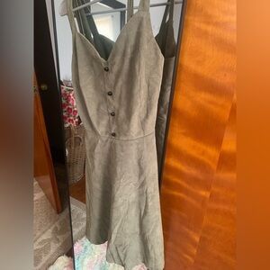 SHEIN Olive Midi Dress with Button Detail